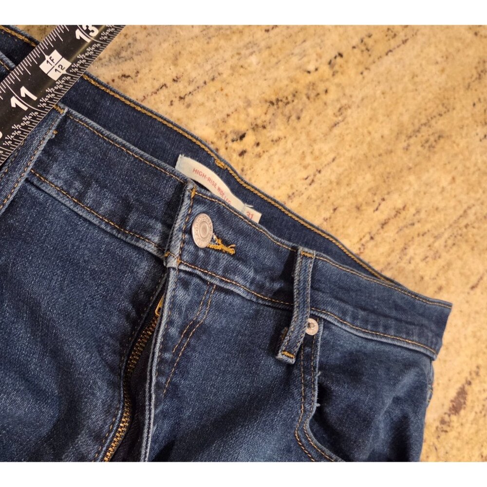 Levis High Rise Wide Leg Stretch Jeans Womens 31 *Back Hem Distress* Skater - Picture 5 of 16
